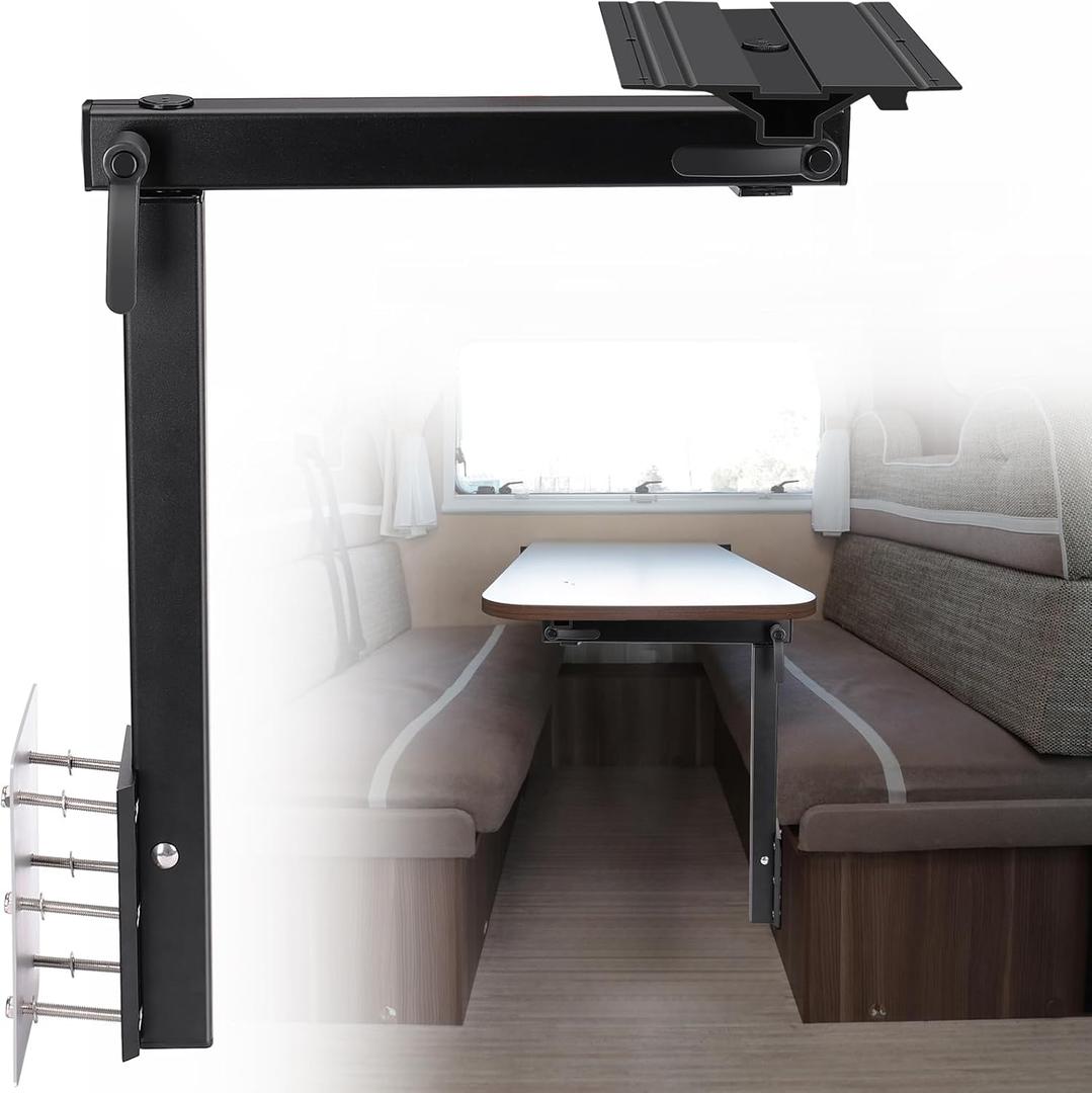 RV Table Base Mount - Removable 360 Rotation Desk Leg, Aluminum Alloy Adjustable Bracket for Caravan, Motorhome, Yacht (Black) RV Table Base Mount - Removable 360 Rotation Desk Leg, Aluminum Alloy Adjustable Bracket for Caravan, Motorhome, Yacht (Black)