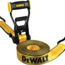 DEWALT DXBC10000J Black/Yellow 2" x 27' Ratchet Tie Down Strap with Double J-Hook - Heavy-Duty Cargo Hauling (10,000 lb Break Strength)