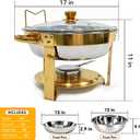 4-Pack 6QT Chafing Dishes for Buffet, 304 Stainless Steel Chafing Dish Buffet Set with Glass Lids & Lid Holders – Food Warmers for Parties, Weddings, Birthdays & Catering, Gold