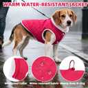 PUPTECK Dog Winter Coat, Warm Fleece Pet Jacket with Harness Built in, Water Resistant Windproof Collar Dog Puffer Vest, Doggy Snowsuits for Medium Small Dogs Cold Weather Apparel Outdoor, Pink L