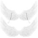 Jenaai 1 Pieces Halloween Angel Wings Feather Wings with Elastic Straps Cosplay Wings for Halloween Costume Party Women(23.62 x 13.78 Inches,White)