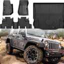 for 2007-2018 Jeep Wrangler JK 4 Door Floor Mats and Trunk Cargo Liner,All Weather Protection TPE Rubber Car Floor Liners, Front & Rear, Black (for 2007-2018 Jeep Wrangler JK 4 Door)