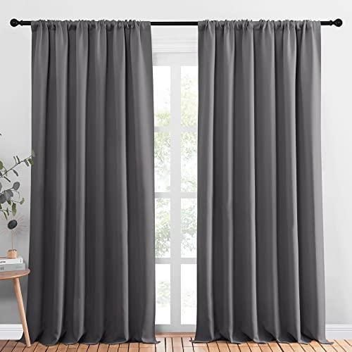 NICETOWN Blackout Curtain Panels for Window - Thermal Insulated Rod Pocket Blackout Drapes/Draperies for Dining Room ( W70 x L95 inches, Grey) Pack of 4