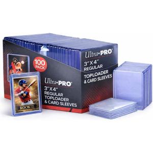 Ultra PRO 3" x 4" Clear Regular TopLoaders For Cards With Card Sleeves Bundle Standard Size 100ct Trading Baseball Toploader Card Sleeve Protectors