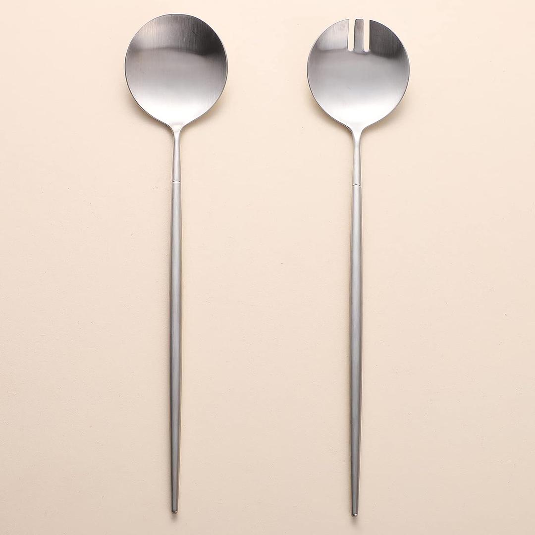 Salad Servers,Spoon and Fork Set 11.41 inch,18/10 Stainless Steel Salad Serving Silver (silvelr)