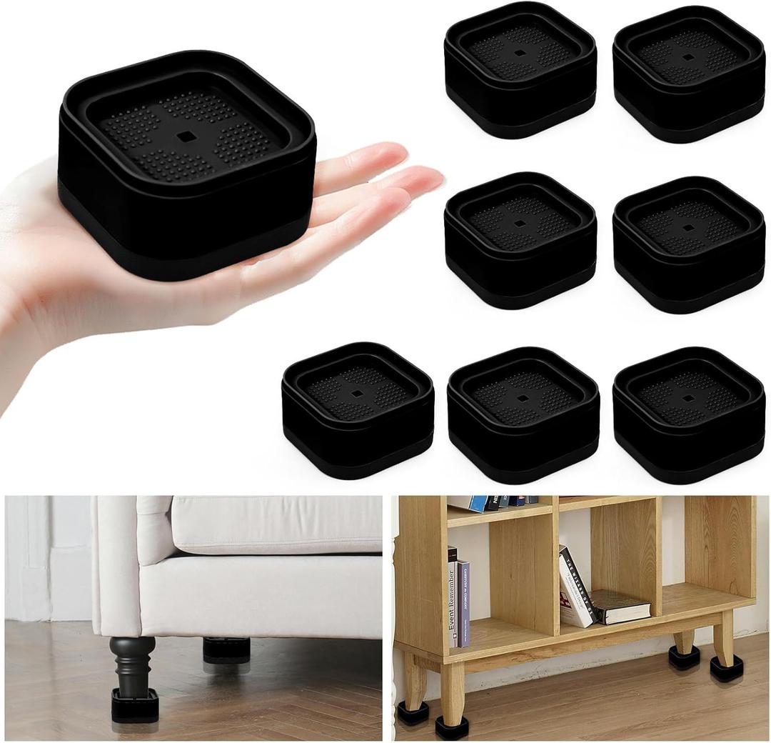 12 Pack Furniture Risers, Adjustable Bed Risers Heavy Duty Stackable Bed Raisers for Table Desk Couch Chair Sofa Cabinet Bed Legs Lift Height 1" (12, Black-2)