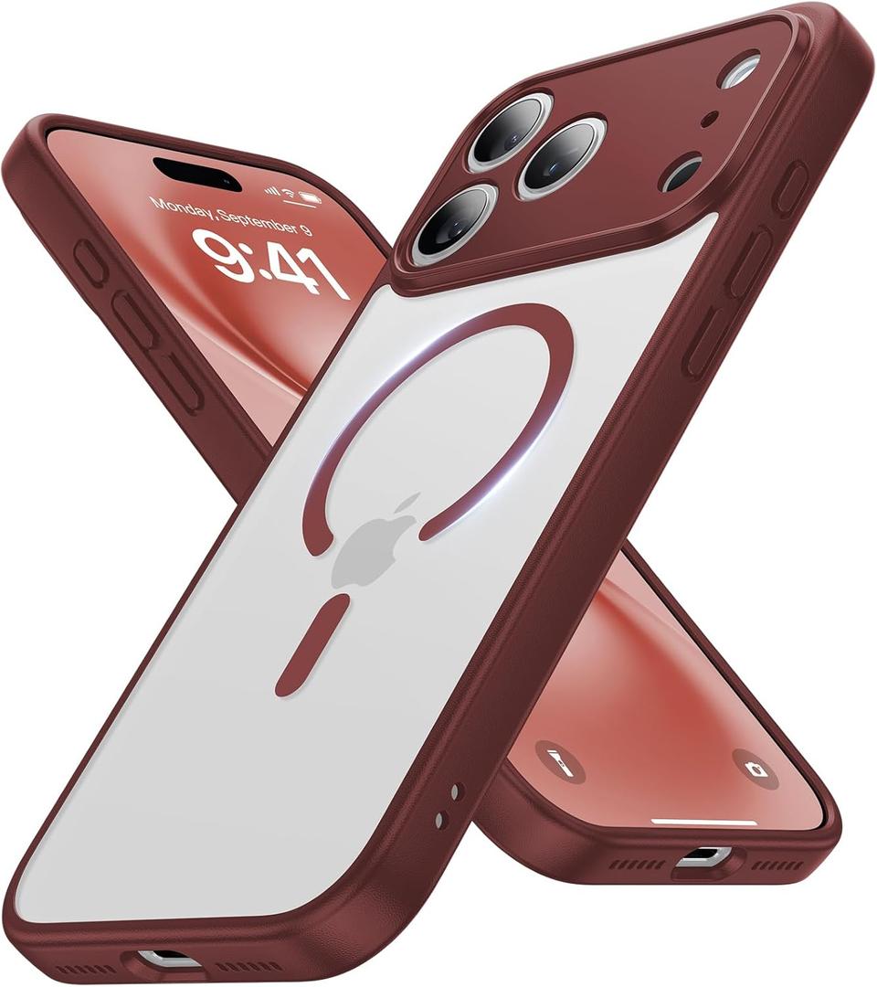 Faiono Magnetic for iPhone 17 Pro Max Case [Full Camera Protection][Military-Grade Protection][Compatible with MagSafe] Shockproof Protective Slim Phone Case for iPhone 17 Pro Max, Claret