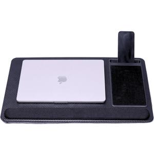 Lap Desks for Adults, Home Office Black Carbon Laptop Lap Desk Stand with Wrist Rest, Mouse Pad & Phone Holder, Cushioned Lap Tray Laptop Stand for Bed & Couch, Fits up to 15.6 Inch Laptops