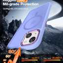 2 x WRJ Magnetic Case for iPhone 13,iPhone 14 Case with Screen Protector, Magnetic Translucent [Compatible with Magsafe] Slim Anti-Fingerprints Shockproof Protective Cover for Women Men-Light Purple