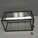 LargeBlack and Glass Card Box for wedding with Lock and Slot - Wedding Envelope Card Holder for Reception Clear Lock Box with Key Geometric Handmade Vintage Card Box for Wedding Party (Large-Black)