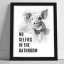 arteWOODS Funny Pig Bathroom Wall Art - Rustic Farmhouse Wall Decor with Humorous Quotes Black Framed Print Artwork Cute Animal Pictures for Shower Toilet Restroom Kid's Washroom 8x10 Inch