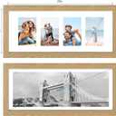 Hongkee 8x20 Picture Frame Set of 2, Natural Oak Wood Frame with Tempered Glass Collage Frame, Display Pictures Four 4x6 With Mat or 8 x 20 Without Mat - Horizontal or Vertical Wall Mounting, 8x20 in matted to 4-4x6