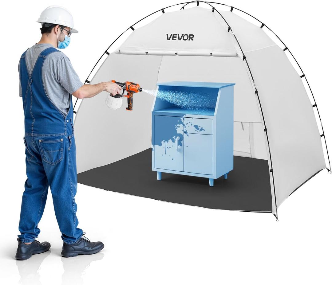 VEVOR Portable Paint Booth Tent, 91.7 x 67.7 x 74.8 inch Painting Tent Station, Spray Shelter with Built-in Floor & Mesh Screen, Large Space, Oxford Spray Painting Tents for Cupboard, Chairs, Tables