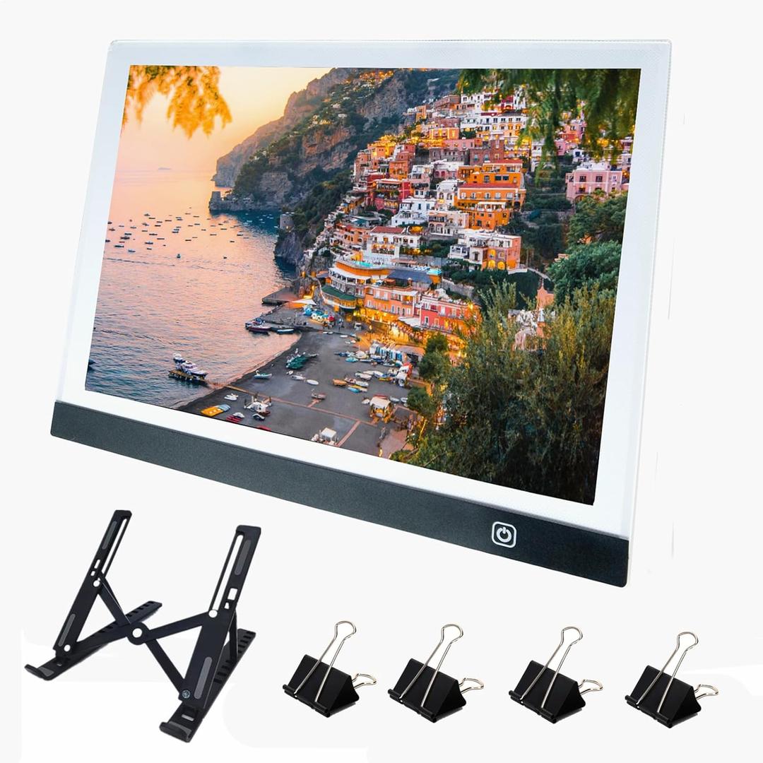 A3 LED Light Pad for Diamond Art, Sketching, Painting - Adjustable Brightness, Sketching, Tracing - USB Powered Complete Art Light Board Kit with Pad Stands and Clips (Black)