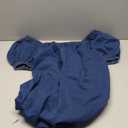 Denim Dress for Women, Puff Short Sleeve Jean Dress Square Neck Denim Romper with Pockets (Small, Dark Blue)