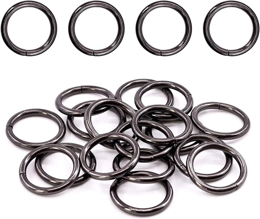 Swpeet 60Pcs Heavy Duty 3/4 Inch - 20mm Gun-Black Multi-Purpose Metal O Ring Metal Rings for Hardware Bags Ring Hand DIY Accessories Keychains Belts and Dog Leas (Gun-Black, 3/4 Inch)
