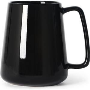 Smilatte 24 OZ Large Coffee Mug, Nice Ceramic Boss Tea Cup with Big Handle for Dad Men Women, Unique Style For Any Kitchen, Black