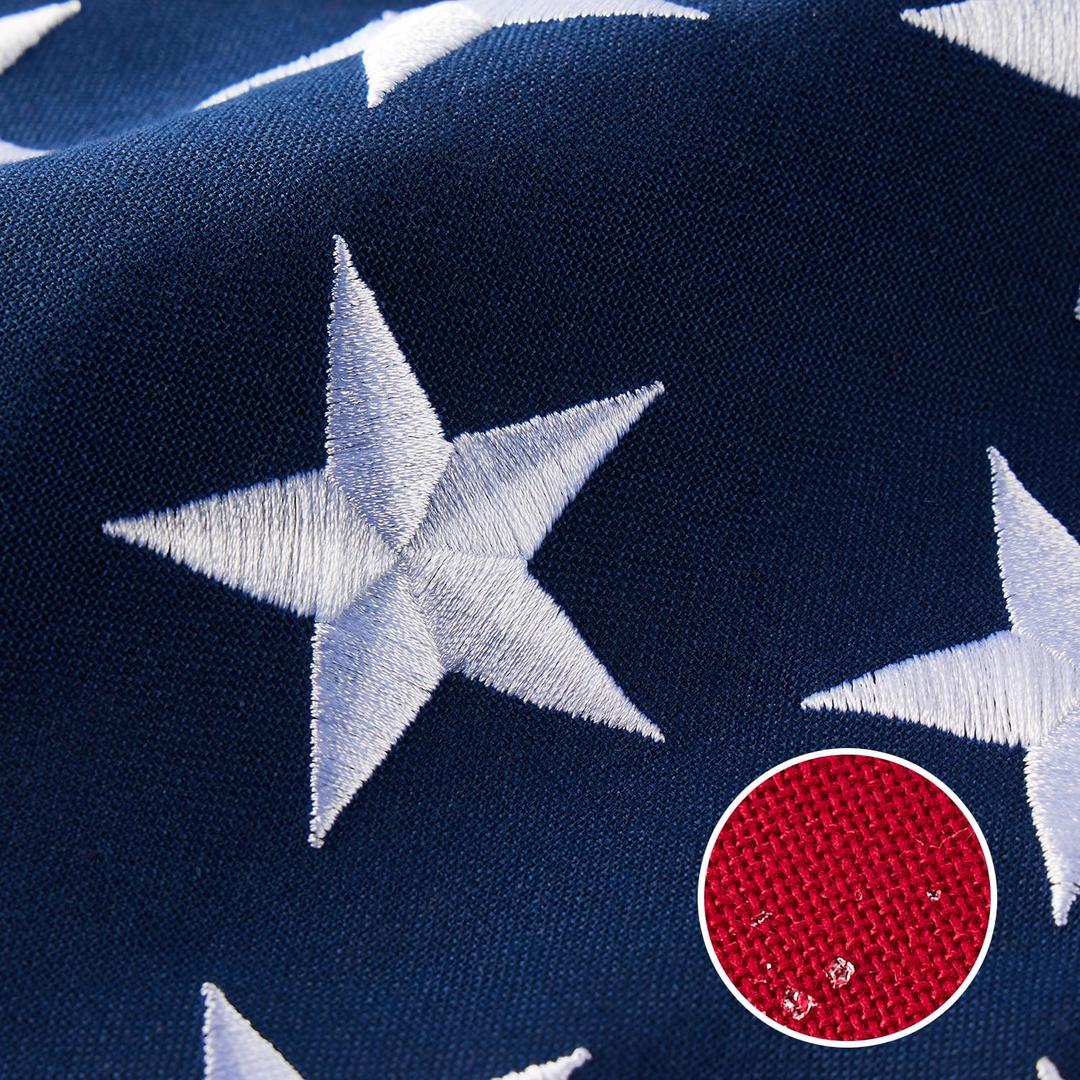 American Flag 4x6 ft Heavy Duty Tear Proof Series, All Weather High Wind US Flag, Premium Spun Polyester with Embroidered Stars, Sewn Stripes, Brass Grommets for Outdoor Use