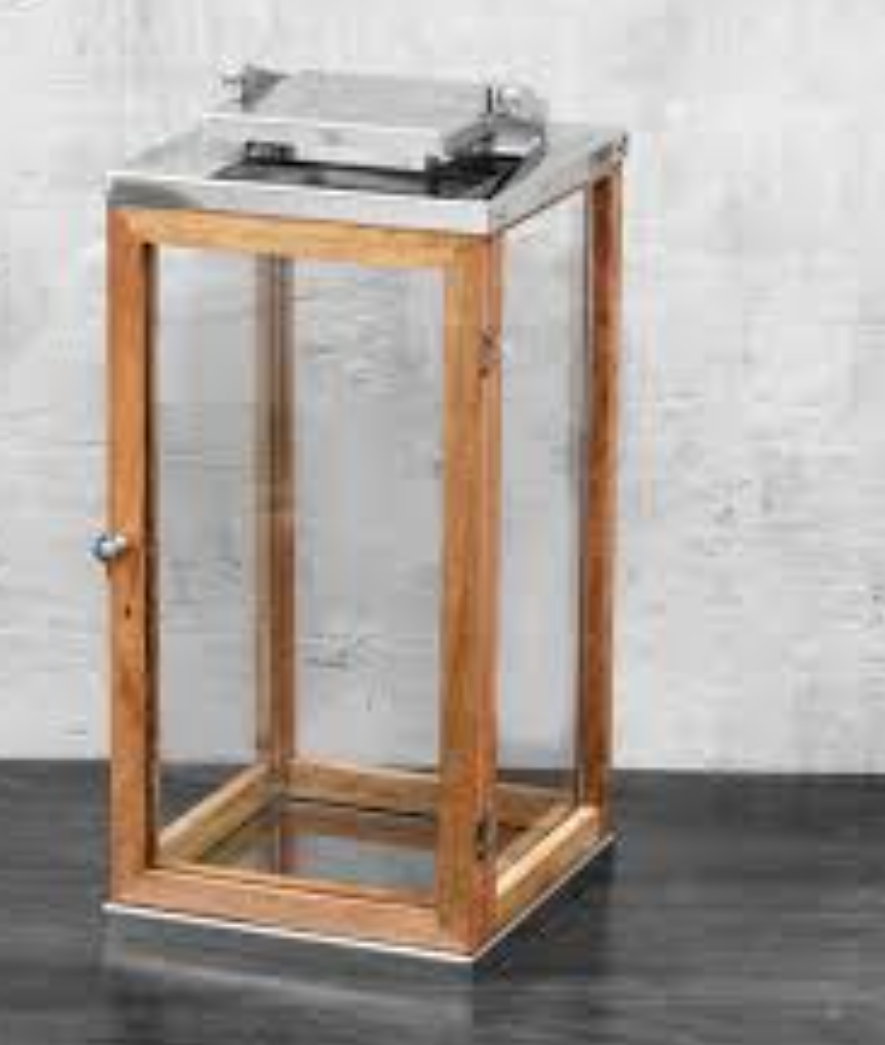 15 Inch Wooden Candle Hurricane Lantern, For Table Top, Mantle, Wall Hanging, or Garden Display, Indoor & Outdoor Use