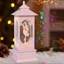 [360 Rotating Ballerina Figurine Music Box Light for Present,Women,Kids,Mom,Daughter,Granddaughter,Christmas&Birthday Present,Battery and USB Operated(11.4"x4.13")-Pink
