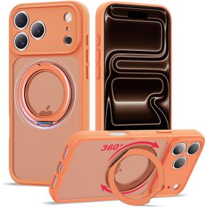 Compatible with iPhone 17 Pro Max Case with Magnetic Ring Stand [Compatible with Mag-Safe] [Military-Grade Protection] 17 Pro Max Phone Case 6.9", Orange