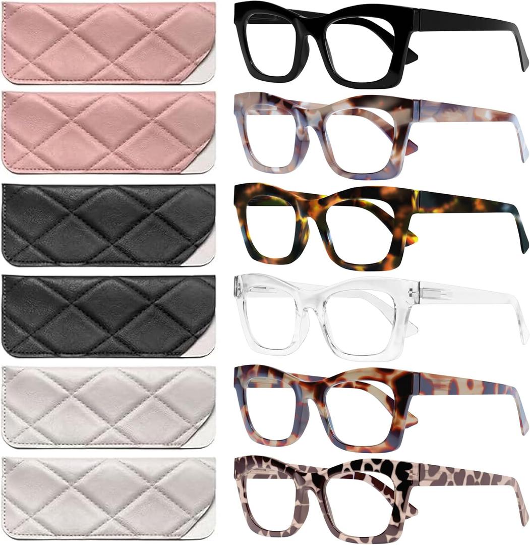 CCVOO Stylish Reading Glasses for Women, Eyeglasses, Blue Light Readers for Women, Computer Eye Glasses, Cheaters (A4 Mix)