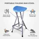 Blue Adult Folding Stool, with Handle and Foldable bar Stool, 28 inches in Size, with a Load Capacity of 200 pounds, Suitable for Camping Kitchen