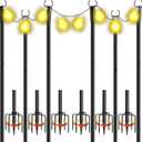 6 Pack 10Ft String Light Poles, Metal Poles with Fork for Outside Lights,Outdoor Metal Light Stand with Fence Brackets Hanging Lights for Garden Patio Wedding Backyard Deck Party