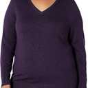 Amazon Essentials Women's Regular-Fit Lightweight Long-Sleeve V-Neck Sweate (5X, Dark Purple)