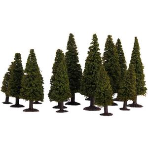 15pcs Green Scenery Landscape Model Cedar Trees