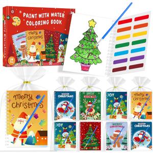 iRugosa hapfyer 24 Pack Water Coloring Book Christmas Party Favors for Kids, Mini Coloring Books Bulk for Kids Christmas Goodie Bag Stuffers Classroom Gifts Prizes