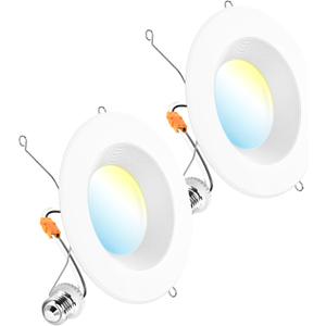 Sunco Recessed Lighting 6 Inch, Retrofit Can Lights, 965LM, 13W (75W Equivalent), Selectable CCT 2700K/3000K/3500K/4000K/5000K, Dimmable, Baffle Trim, Damp Rated UL, 2 Pack