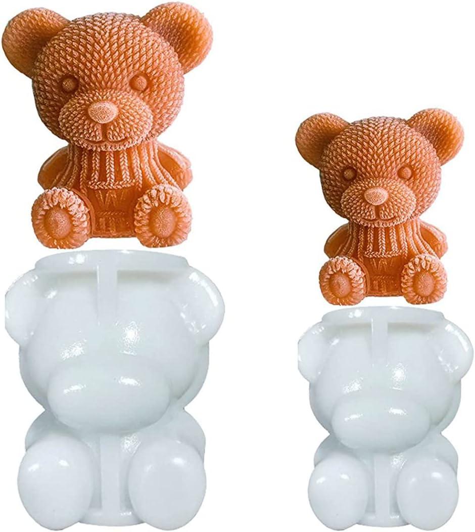 Ice Cube Mold Trays, 3D Teddy Bear Ice Cube Mold,Bear Silicone Molds, Bear Ice Mold, Teddy Bear Ice Cube Mold, Ice Cube for Coffee, Milk, Tea, Candy Gummy Fondant, Cake Baking (2 Sizes)