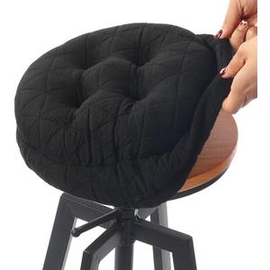 BUYUE Round Bar Stool Seat Cushion, Dia.12 Luxury Fashion Jacquard with Anti-Skid Silicone Bar Stool Cushion Padded (Black, S,1 Count)