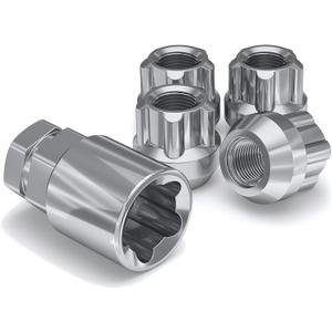 White Knight 41400 Chrome Finish 1/2"-20 Thread Size Open End Acorn Wheel Lock, (Random Lock Pattern) 4 Pack