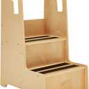 ECR4Kids Reach-Up Step Stool with Handles, Kids Furniture, Natural