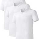 DAVID ARCHY Men's Undershirt Bamboo Rayon Moisture-Wicking Crewneck T-Shirts Stretch Tees for Men, 3 or 5 Pack (X-Large, Crewneck - White)