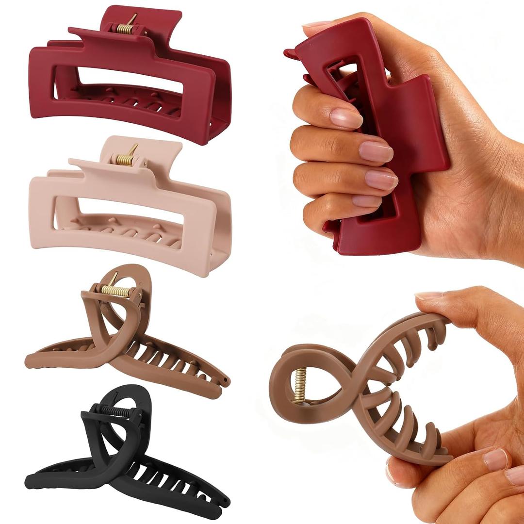 4 PCS Cloud Claw Clips for Women, Unsnappable Flexible Soft Clips, Strong Hold Hair Claws - Non-slip & Durable Rectangle, Cozy Hair Clip for Thick Curly Hair, All-Day Comfort, Valentine's Day Gift