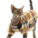 Cat Double-Sided Fleece Clothes, Soft Warm Winter Jumpsuit Sweater Shirt Clothing for Hairless Sphynx, Devon & All Indoor Kittens (Khaki,M)