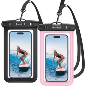 Lamicall 2Packs Waterproof Beach Bags, Vacation Essentials for Women Men, Cruise Essentials 2025, Travel Beach Sandproof Ship Accessories, Cute Pink Accessories, Pink & Black