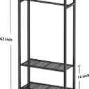 Clothing Rack for Hanging Clothes with 3 Shelves for Luggage Box Storage, Freestanding Mini Garment Rack 30" x 12" x 62",Black