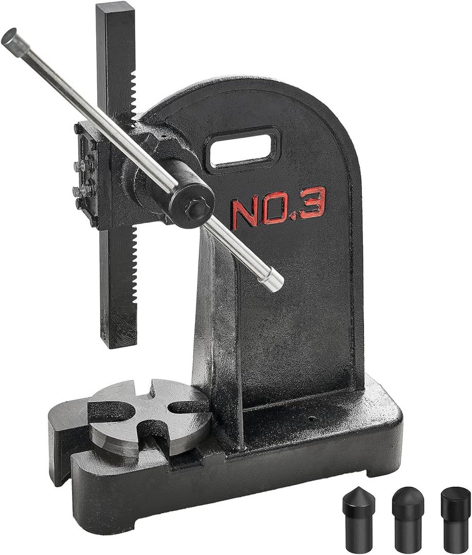 VEVOR Arbor Press, 3 Ton Manual Arbor Press, 12.2" Maximum Height, Cast Iron Heavy-duty Manual Desktop Arbor Press, Precision Hand Press for Stamping, Bending, Stretching, Forming
