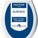 Mayfair Aurora Slow Close Toilet Seat, Easy Clean Hinges and Adjustable Perfect Fit Plastic Seat, Round, White