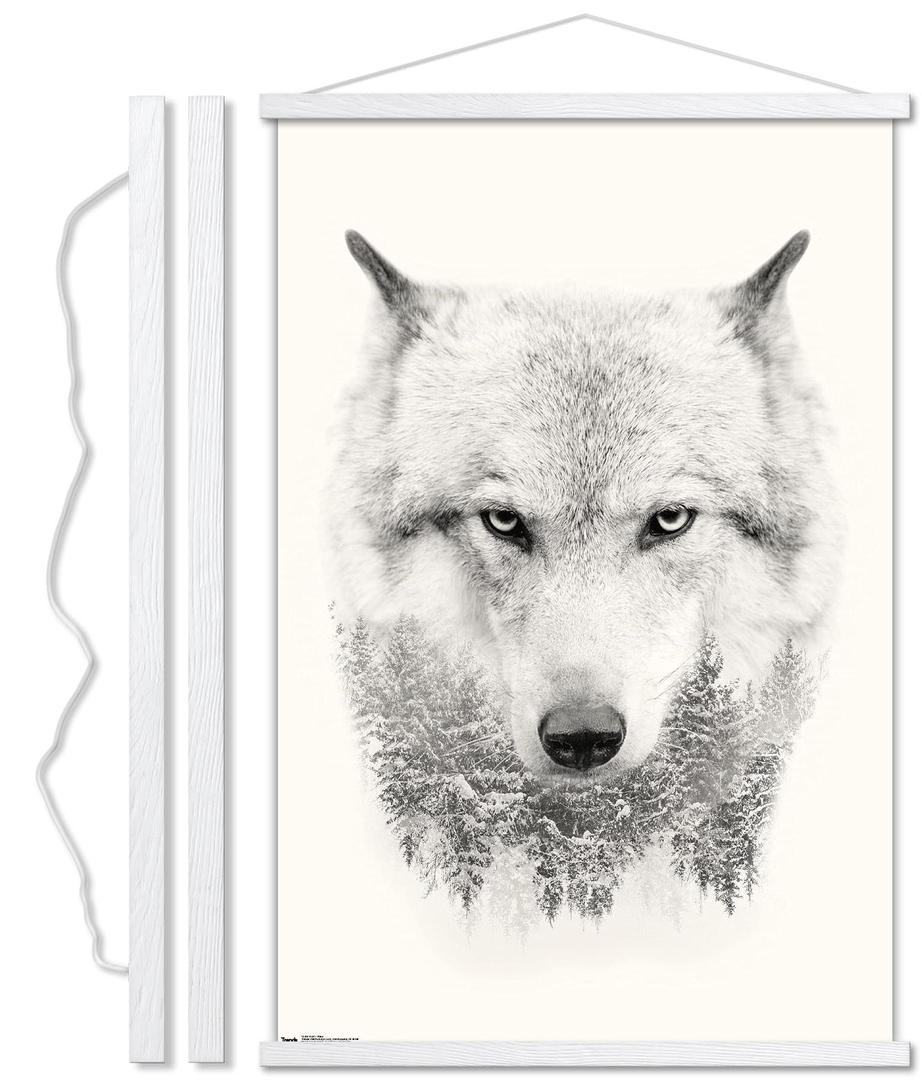 24X1 White Magnetic Frame Wooden Hanging Magnetic Poster Frame