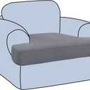 H.VERSAILTEX Stretch T Cushion Chair Sofa Slipcover T Cushion Covers for Living Room Armchair Couch Cover T Cushion Slipcover Seat Cover with Elastic Bands Thicker Jacquard Fabric, Dove