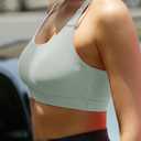 RUNNING GIRL Sports Bras for Women,Padded Sports Bra Tank Top Sexy Crisscross Back High Impact Longline Workout Yoga Bra (Green, L)