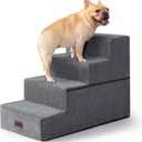 Aodisman Dog Steps for Bed and Couch, 4-Step Pet Stairs for Small Dogs, Indoor Non-Slip Dog Stairs for Old Cats, Puppy, Small Medium Dogs,18.5" H,Grey