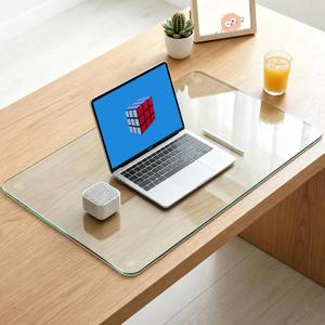 Tempered Glass Desk Pad 32" x 20" - Clear Non-Slip Office Desk Mat for Keyboard & Monitor, Easy to Clean Glass Writing Pad for Home & Work