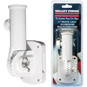 Aluminum Flagpole Bracket - White Powder Coated Multi-Position Pole Holder - Sturdy and Durable - Built to withstand the Outdoors and Harsh Weather - By Valley Forge Flag