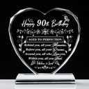 90th Birthday Gifts for Women Men, Laser Glass Heart 90th Birthday Decorations Ideas, Happy Birthday Gifts for 90 Year Old Men Women Husband Wife Mom Dad Friend